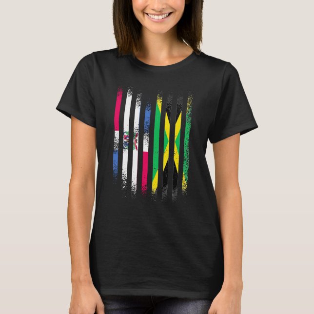Dominican Republic Flag Jamaica Grown Country Flag T-Shirt (Front)