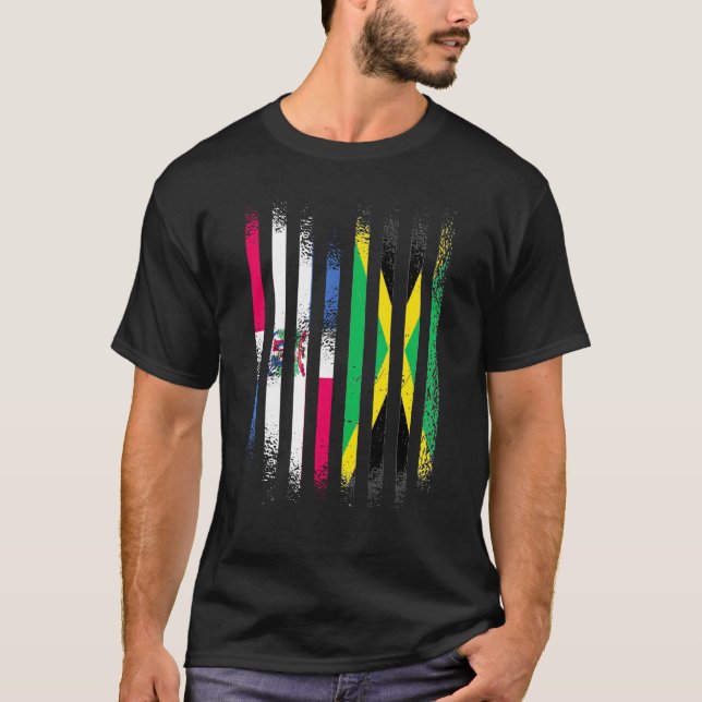 Dominican Republic Flag Jamaica Grown Country Flag T-Shirt (Front)