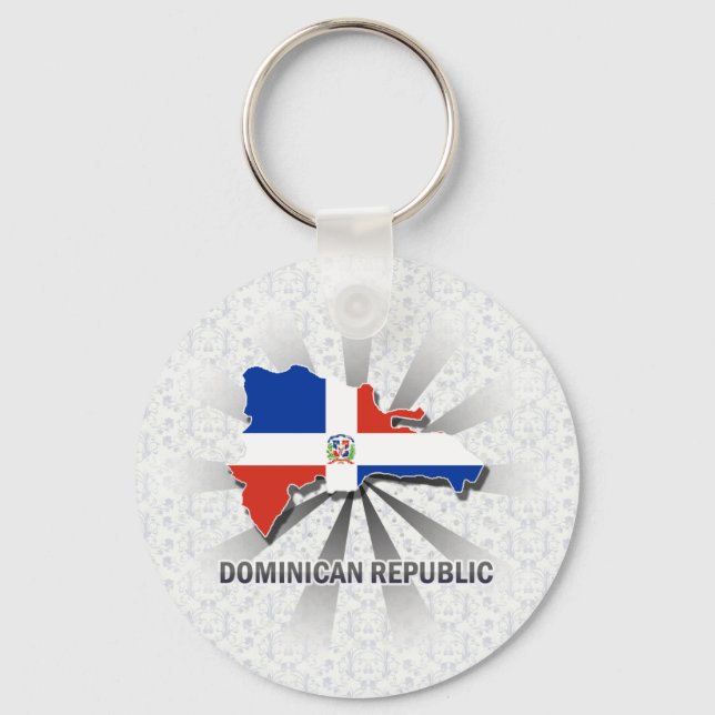 Dominican Republic Flag Map 2.0 Keychain (Front)