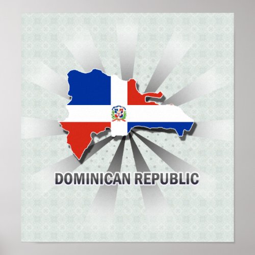 Dominican Republic Flag Map 20 Poster