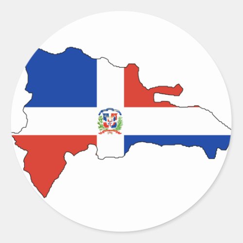 Dominican Republic flag map Classic Round Sticker