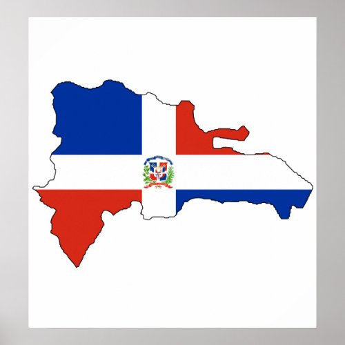 Dominican Republic Flag Map full size Poster