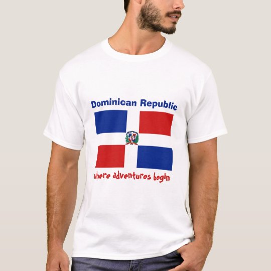 Dominican Republic Flag + Map + Text T-Shirt