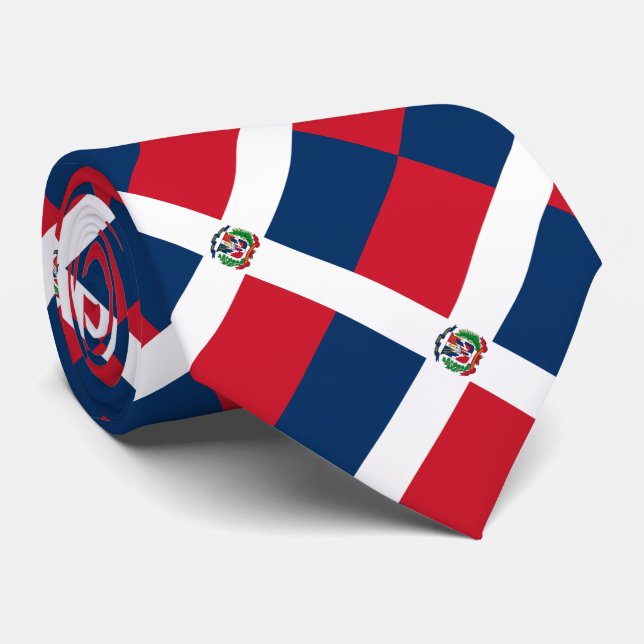 Dominican Republic Flag Neck Tie (Rolled)