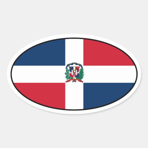Dominican Republic Flag Oval Sticker