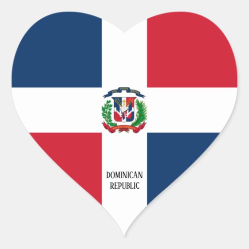 Dominican Republic Flag Patriotic Heart Sticker
