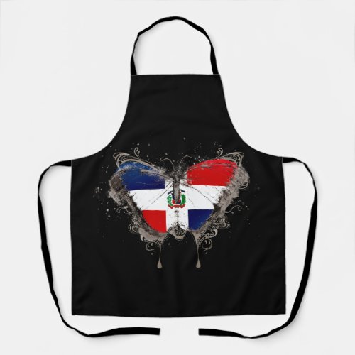 Dominican Republic Flag Shirt Butterfly Graphic Apron