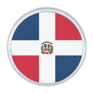 Dominican Republic flag Silver Finish Lapel Pin