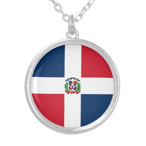 Dominican Republic Flag Silver Plated Necklace