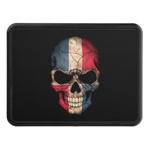 Dominican Republic Flag Skull on Black Hitch Cover