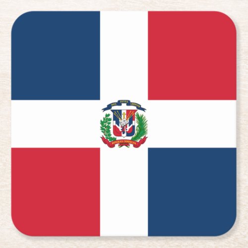 Dominican Republic Flag Square Paper Coaster