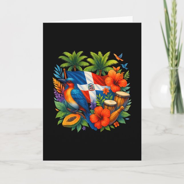 Dominican Republic Flag Vacation Travel Tropical S Card (Front)