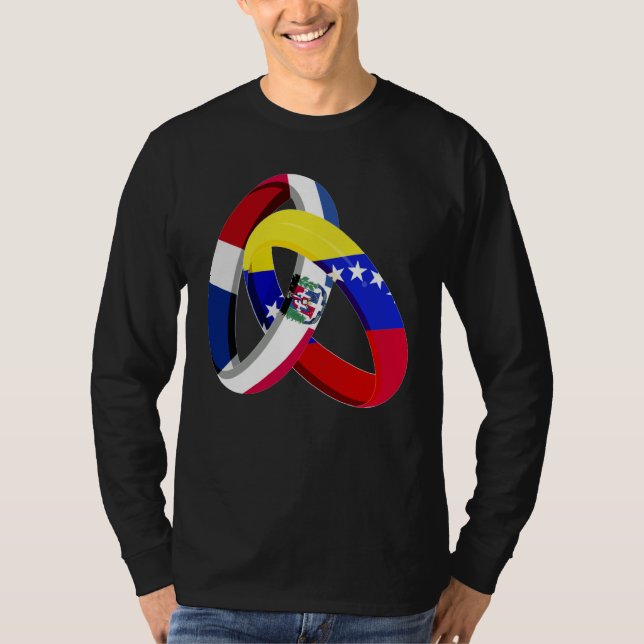 Dominican Republic Flag Venezuela Ring Marriage We T-Shirt (Front)