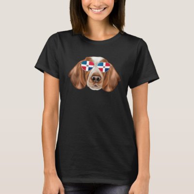 Dominican Republic Flag Welsh Springer Spaniel Dog T-Shirt