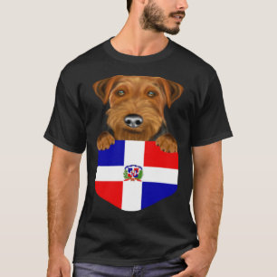 Dominican Republic Flag Welsh Terrier Dog In Pocke T-Shirt