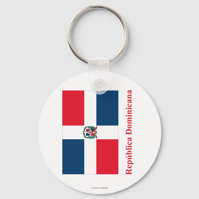 Dominican Republic Flag with Name in Spanish Keychain (Front)