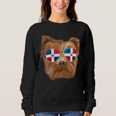 Dominican Republic Flag Yorkshire Terrier Dog Pock Sweatshirt
