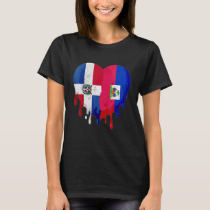 Dominican Republic Haiti Flag Heart Citizen Patrio T-Shirt