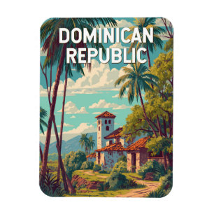 Dominican Republic Illustration Travel Art Vintage Magnet