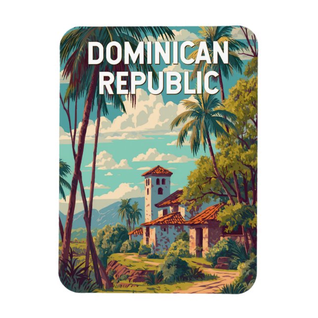 Dominican Republic Illustration Travel Art Vintage Magnet (Vertical)