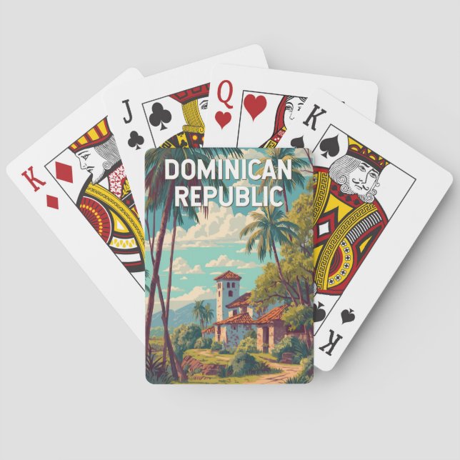 Dominican Republic Illustration Travel Art Vintage Poker Cards (Back)
