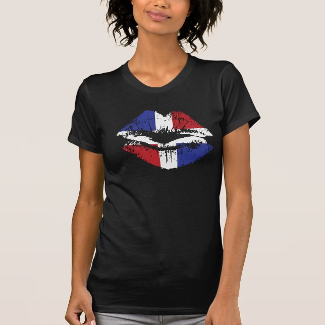 Dominican Republic lips T-shirt design for women. (Front)