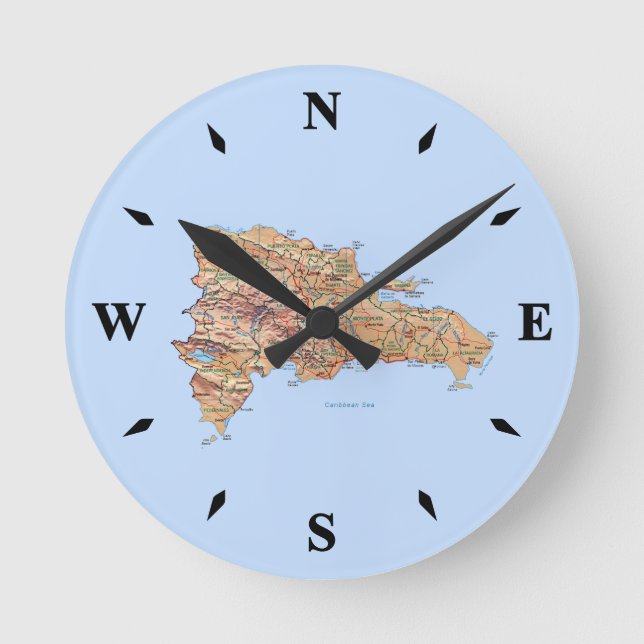 Dominican Republic Map Clock (Front)
