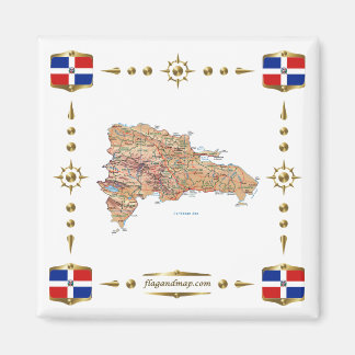 Dominican Republic Map + Flags Magnet