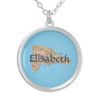 Dominican Republic Map + Name Necklace