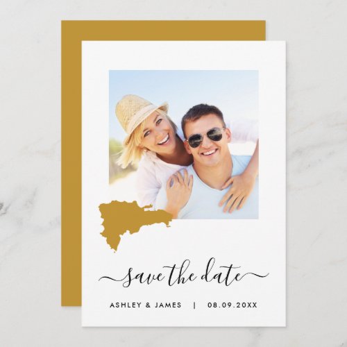 Dominican Republic Map Photo Wedding Save the Date