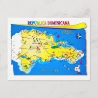 Dominican Republic Map Postcard
