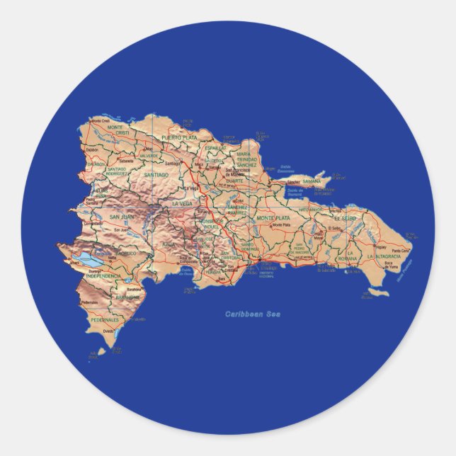 Dominican Republic Map Sticker (Front)