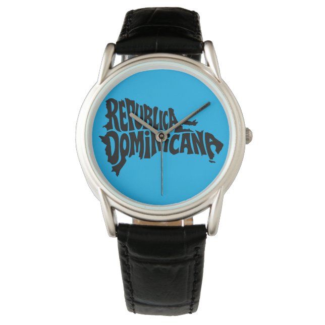 Dominican Republic Map Typography Watch (Front)