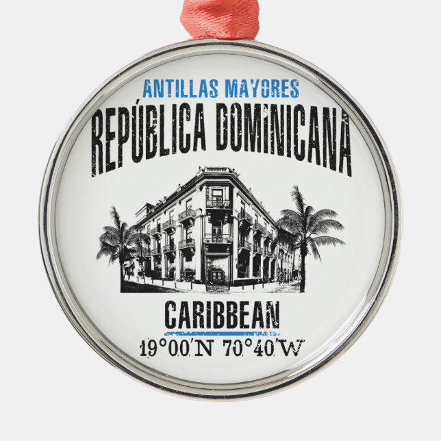 Dominican Republic Metal Ornament (Front)