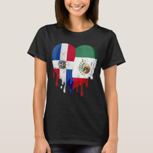 Dominican Republic Mexico Flag Heart Citizen Patri T-Shirt