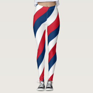Dominican Republic National Flag Colors Striped Le Leggings
