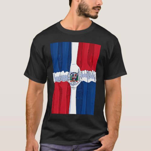 Dominican Republic National Pride DR Flag Raised H T_Shirt