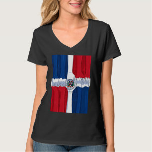 Dominican Republic National Pride DR Flag Raised H T-Shirt