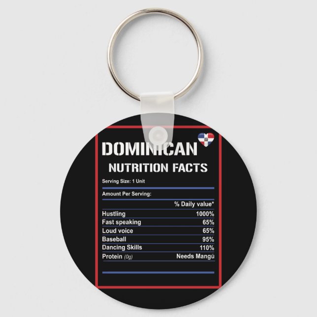 Dominican Republic Nutrition Facts Keychain (Front)