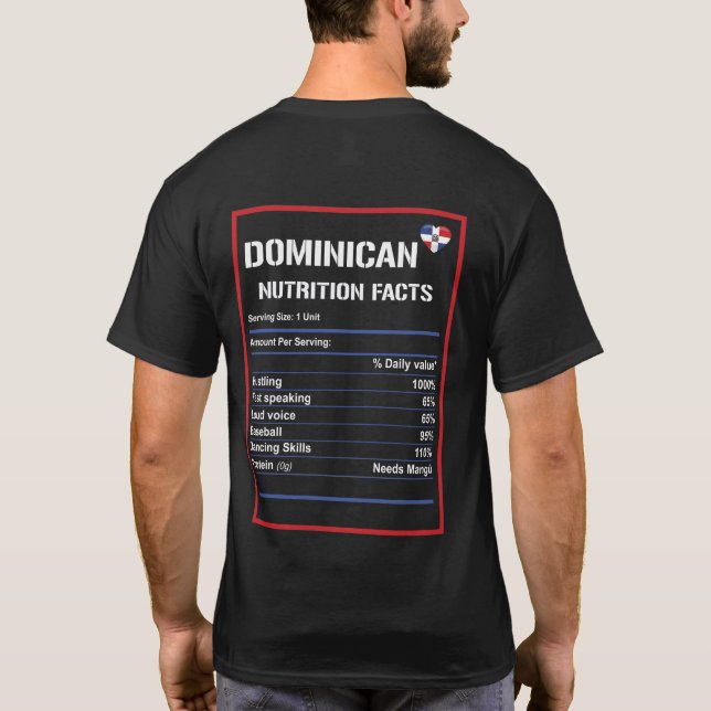 Dominican Republic Nutrition Facts T-Shirt (Back)
