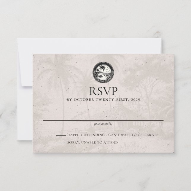 Dominican Republic Passport Wedding RSVP Card (Front)