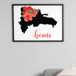 Dominican Republic Poster with Tropical Flower