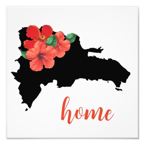 Dominican Republic Poster with Tropical Flower