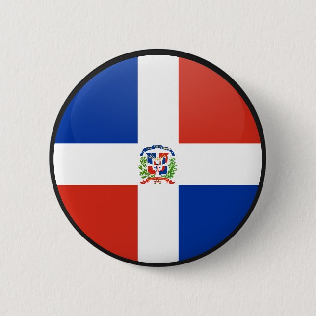 Dominican Republic quality Flag Circle Pinback Button (Front)