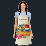 Dominican Republic Retro Caribbean Island Parrot Apron<br><div class="desc">Dominican Republic with parrot and flag Retro beach design for vacation. Dominican Republic Caribbean island with parrot and cocktail Vintage souvenir for travel to Caribbean island and Isla Saona. Dominican Republic beach artwork with maracas for Santo Domingo and Bavaro vacationers and backpackers. Dominican Republic in the Caribbean Retro Souvenir Parrot...</div>