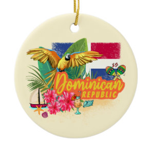 Dominican Republic Retro Caribbean Island Parrot Ceramic Ornament