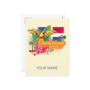 Dominican Republic Retro Caribbean Island Parrot Holiday Postcard