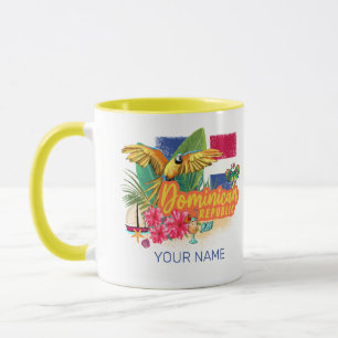 Dominican Republic Retro Caribbean Island Parrot Mug