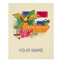 Dominican Republic Retro Caribbean Island Parrot