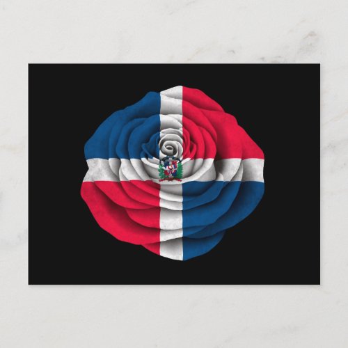 Dominican Republic Rose Flag on Black Postcard